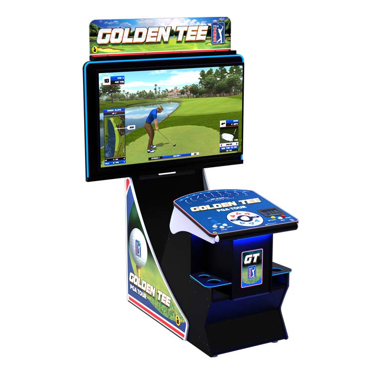 Golden Tee PGA TOUR Clubhouse Edition arcade machine with premium cabinet design and professional golf gaming display