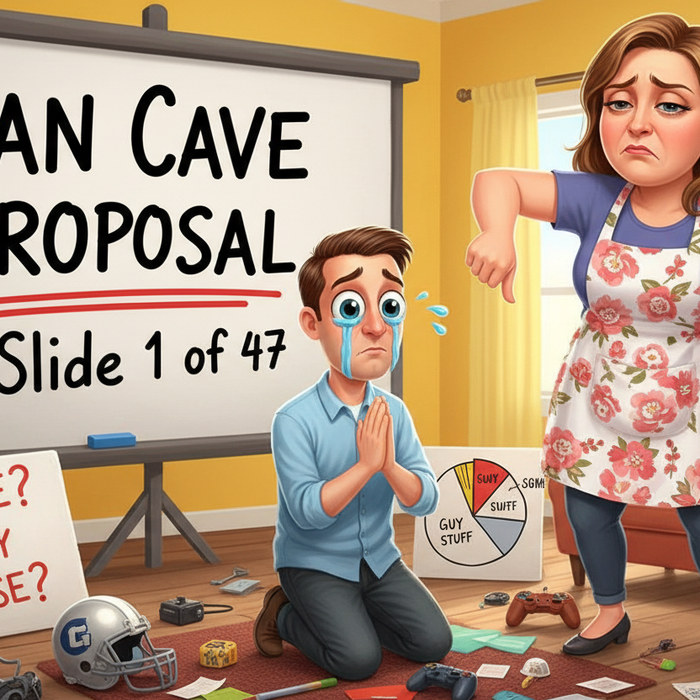 A man asking his wife for a man cave and failing