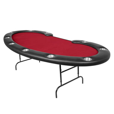 10 Player Folding Poker Table Premium Kidney Bean - BBO Prestige Red Felt