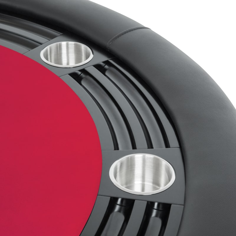 BBO Nighthawk Round Poker Table - 8 Players Cupholder in red