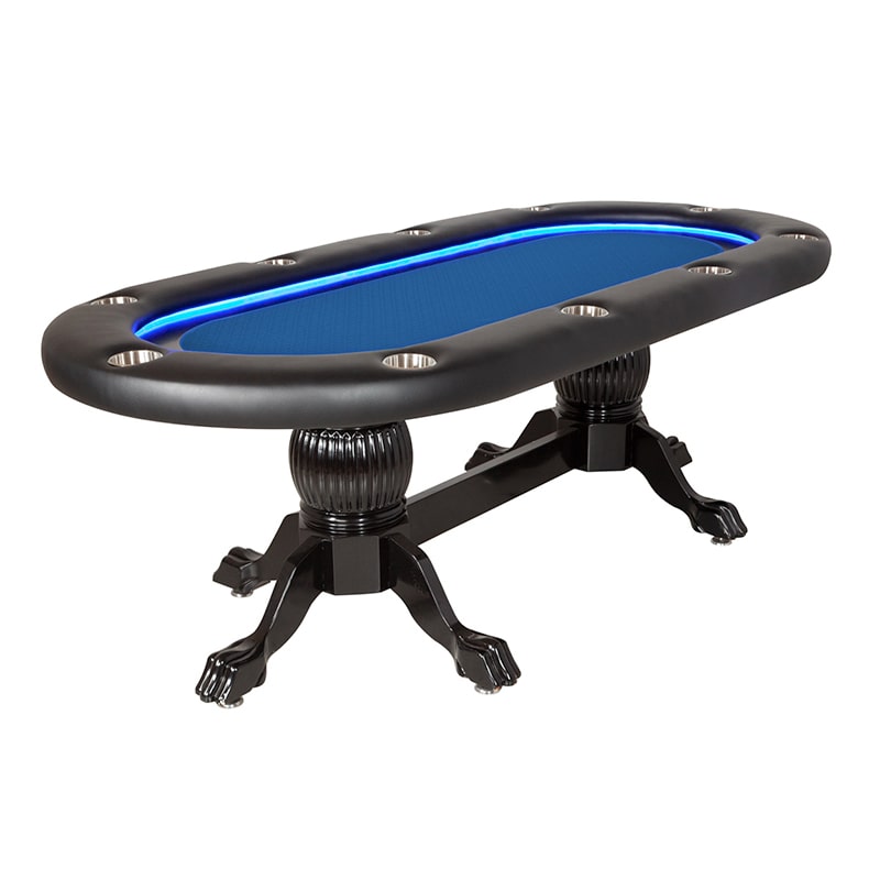 BBO Elite Alpha Lighted Poker Table for 10 Players in Blue