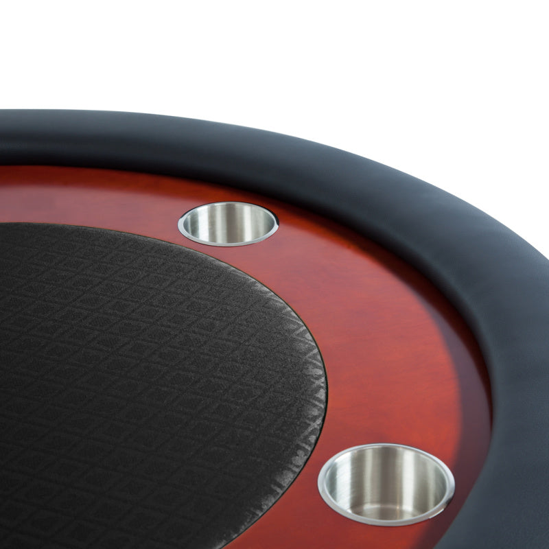 BBO Rockwell Poker Table - Mahogany Texas Hold 'Em in Black Cupholder View