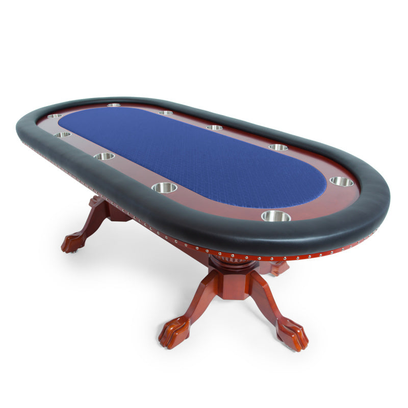 BBO Rockwell Poker Table - Mahogany Texas Hold 'Em in Blue left view