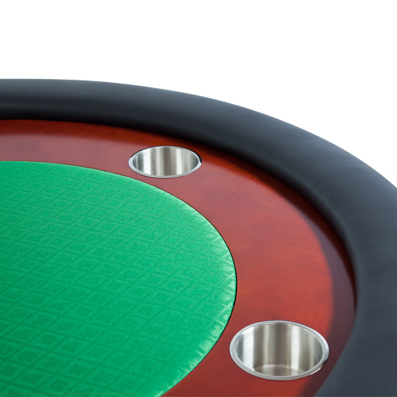 BBO Rockwell Poker Table - Mahogany Texas Hold 'Em in Green Cupholder View