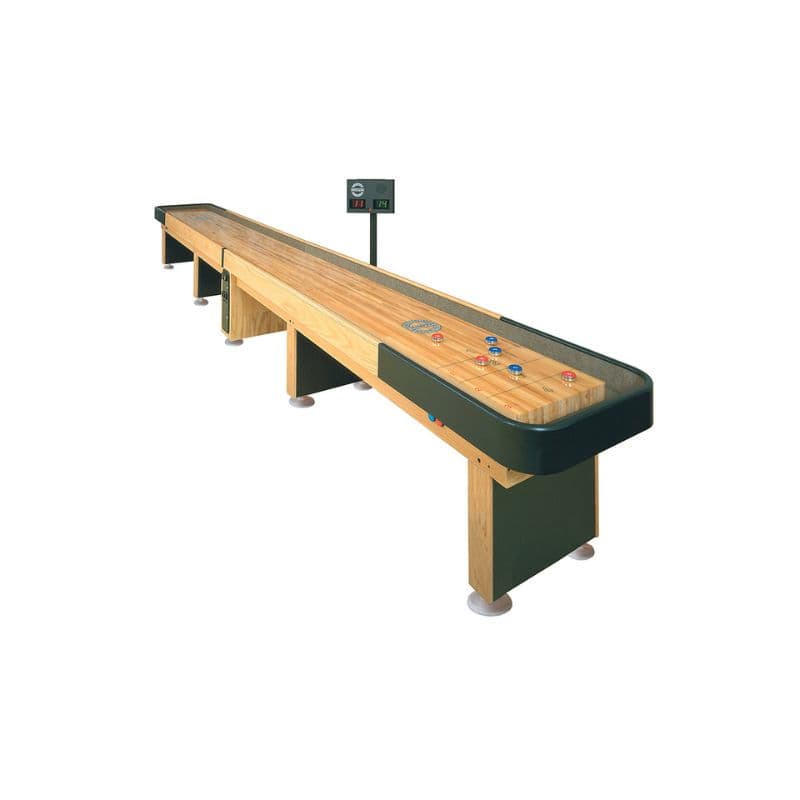 Champion The Champion Shuffleboard table with a white background and triangle score unit