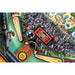 Close-up of a Dungeons-and-Dragons-Pinball-Flippers-Shield with figures and game pieces on a colorful board