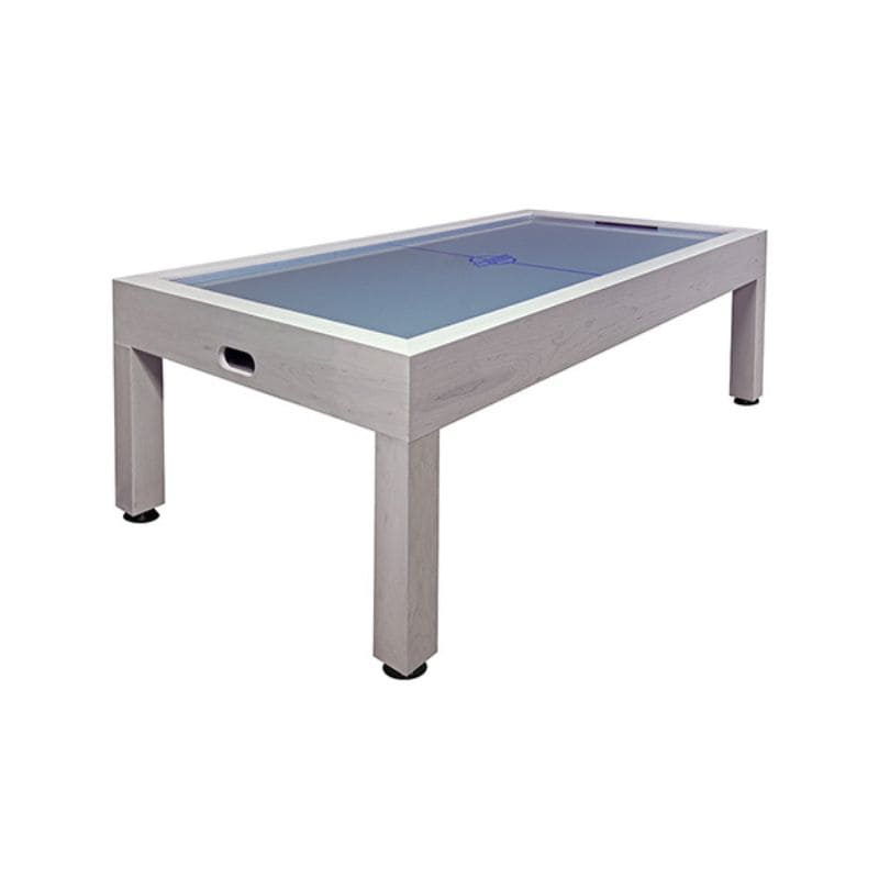 Dynamo Astoria Air hockey table with a blue playing surface on a white background