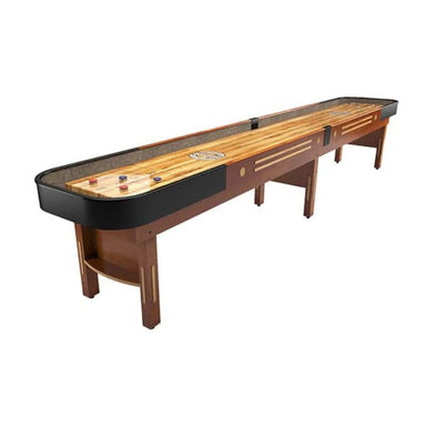 Grand Champion shuffleboard table with black sides on a white background