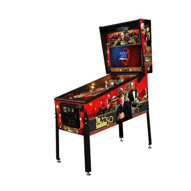 Pinball machine with a themed design on a white background