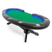 The Lumen HD Poker Table for 10 Players in green with blue LED light