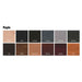 Wooden finish swatch chart with various shades labeled.
