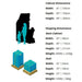 Mario-Kart-Arcade-GP-DX Cabinet dimensions chart with illustrations of a family and furniture pieces.