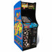 A full-size Ms. Pac-Man/Galaga home arcade machine with colorful artwork and a 27-inch LCD screen.