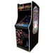 Vintage-style MS Pac Man Galaga arcade machine with colorful graphics on a white background