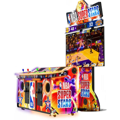 Colorful NBA Superstars arcade machine on a white background