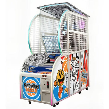 Pac Man Baller Basketball Arcade game machine featuring Pac-Man character on a white background