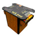 Pac-Man-Cocktail-Table with wooden base and transparent glass top