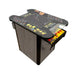 pac man cocktail table arcade game with glass top on a white background