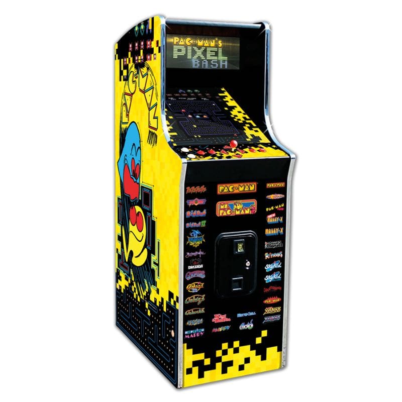 Pac-Man Pixel Bash Cabaret themed arcade machine with pixelated graphics on a white background