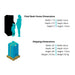 Dimensions of a Pac Man Pixel Bash Chill Cabaret Home and its shipping packaging on a white background
