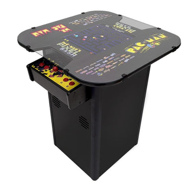 Pac Man Cocktail table arcade machine with vintage games on a white background