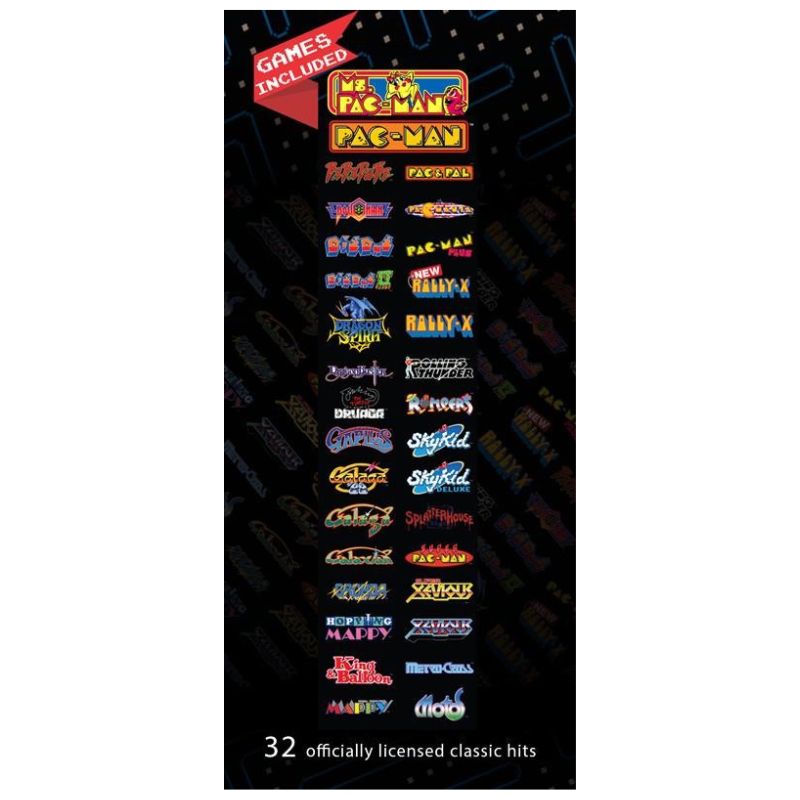Pixel Bash Cabaret Game List of video game titles on a black background with colorful text
