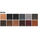 Color swatches of Red Oak wood finishes on a white background