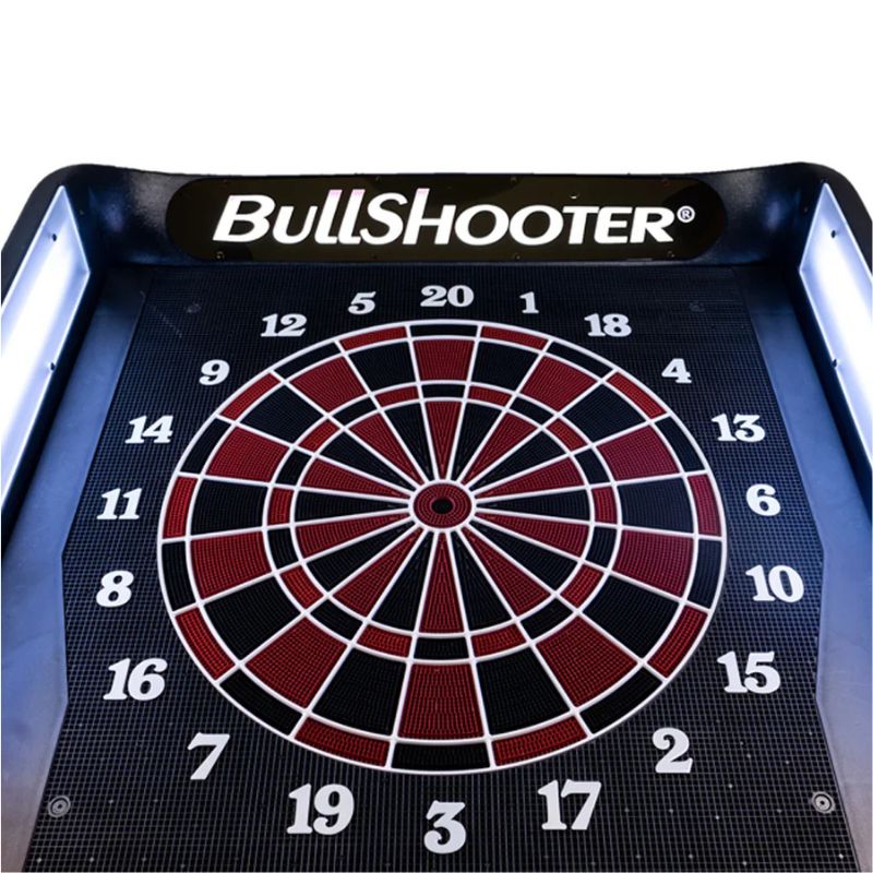 BullShooter dartboard with a black and red design on a white background