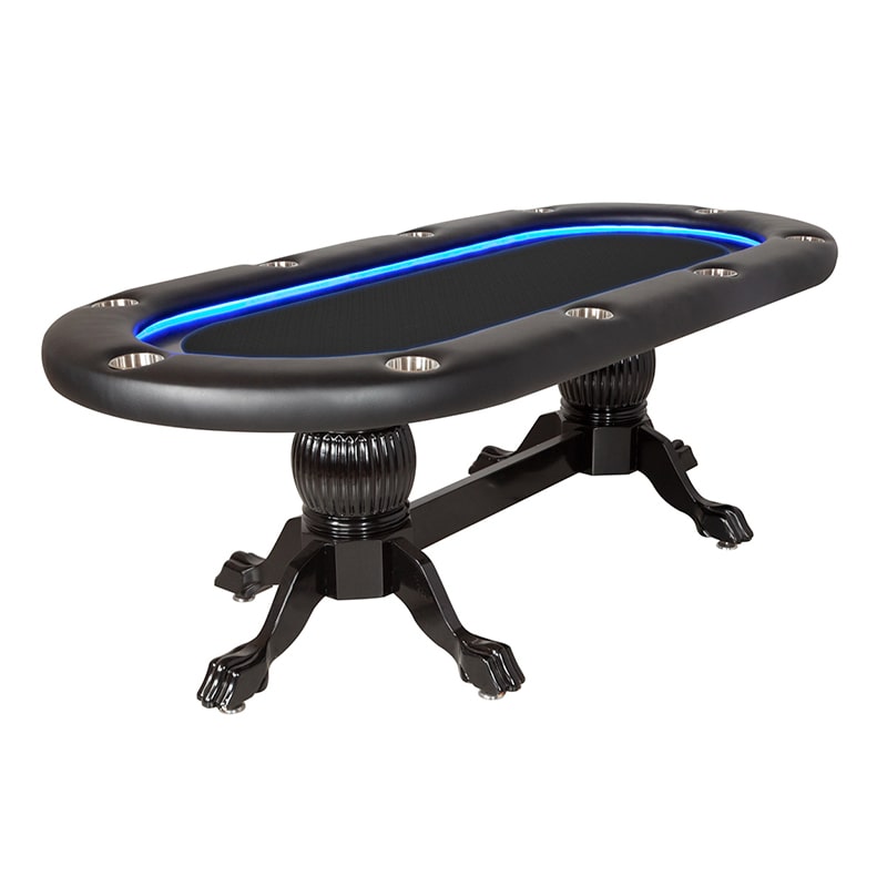 Texas Hold 'Em Poker Table 10 Player LED - BBO Elite Alpha Black Felt