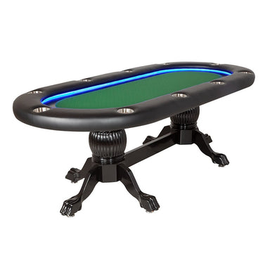 Texas Hold 'Em Poker Table 10 Player LED - BBO Elite Alpha Green Felt 