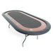 The Ultimate Poker Table A 10-player premium folding poker table with a black felt surface, brown racetrack, and black folding legs.