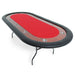 The Ultimate Poker Table  A 10-player premium folding poker table with a red felt surface, brown racetrack, and black folding legs.