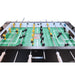 Tornado Classic Foosball Table - Close-up of table surface featuring durable rods with black and yellow players, tournament-grade design, and scorekeeper. Ideal for competitive play.