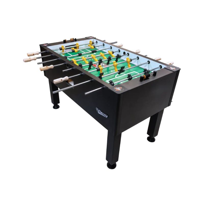 Tornado Classic Foosball table with black frame and green playing surface on a white background