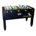 Tornado Platinum Tour Edition foosball table with a black finish, featuring a durable design ideal for a man cave, marketed by The Mancave Authority.