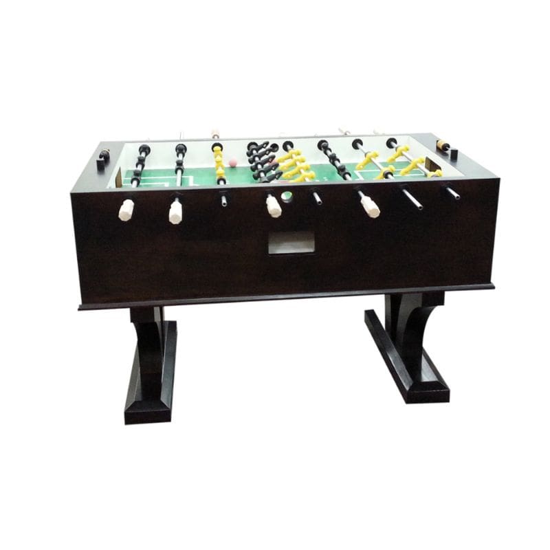 Tornado Venetian Foosball table with black frame and white ball holders on a white background
