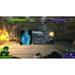 Video game interface with character portraits, health bars, and text on a white background