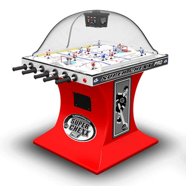 Super Chexx Pro hockey table with transparent dome on a white background